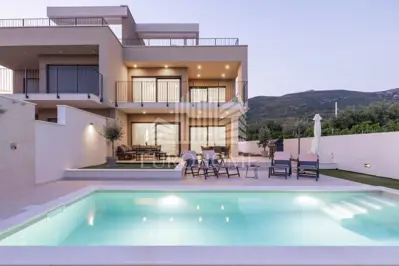 Split, Kaštel, Newly built villa for rent with a heated pool and sea v