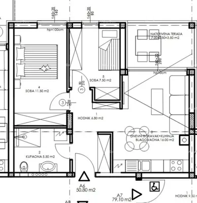 Wohnung in Pula, Veli vrh, Neubau mit überdachter Terrasse