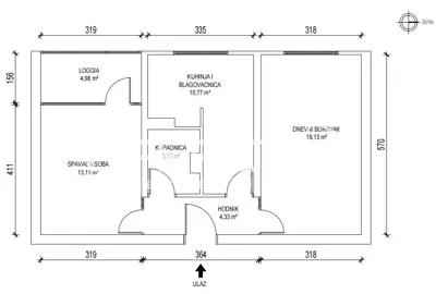 Stan, 2 sobe, Siget, lift i loggia - 16