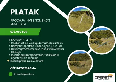 Zemljište 6.349 m², Platak - uz Veliki dom
