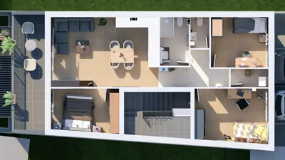 Prodaje se dva 4 – sobna stana na 1. i 2. katu u moderno projektiranoj urbanoj kući s ukupno tri stana - 8