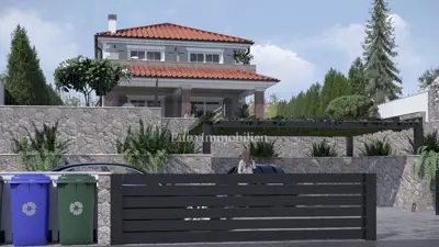 Krk, Građevinski teren s dozvolom za kuću s bazenom - 4