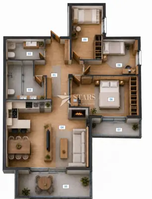 Apartment 94 m², Omišalj na Krku - 3 rooms + living room, 2 terraces - 3