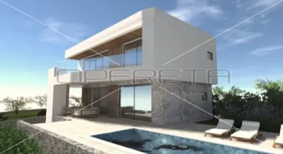 Grundstück 448 m², Vinišće - Baugenehmigung und Hausprojekt