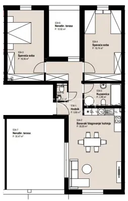 Stan 97,66 m², Žitnjak - 2 spavaće sobe i 2 natkrivene terase - 13