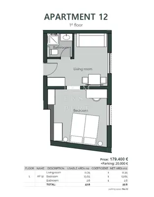 Crikvenica, Crikvenica, apartment in new construction, 1st floor, 28 m² - 20