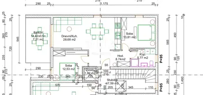 Stan 83,95 m² u Peroju, pogled na more i terasa - 7