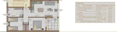 Stan 56 m², Pula Monte Magno - 2 spavaće sobe, lođa - 8