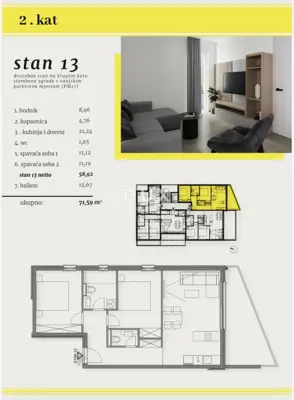 Stan 67,8 m², Okrug Gornji - južna terasa i lift - 10