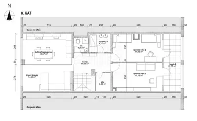 Martinovka - adaptiran dvoetažni 4-S stan, 128.5 m², 2 lođe - 21