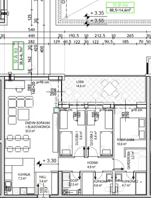 Wohnung 88,5 m², Čakovec Globetka, Loggia 14,6 m² - 7