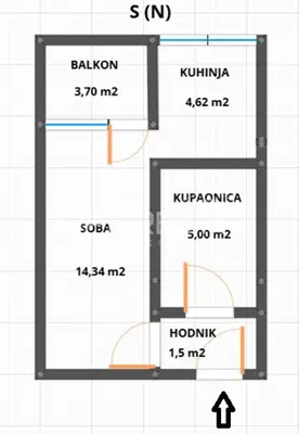 Einzimmerwohnung, Ferenščica, Nordausrichtung und Loggia - 7