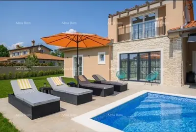Luxuriöse, komplett eingerichtete Istrien-Villa mit Studio-Apartment, Pool und Meerblick, Kanfanar!