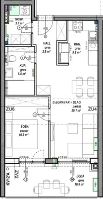 Apartment 48 m², Čakovec - Globetka, loggia 10 m² - 6