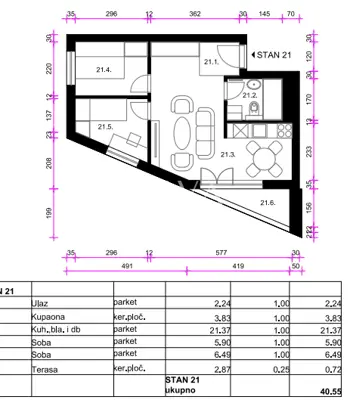 Apartment 41 m², Resnik - 1 room + living room, new project - 7