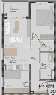 Apartment 54.6 m², Poreč - 2 rooms + living room in a new project - 3