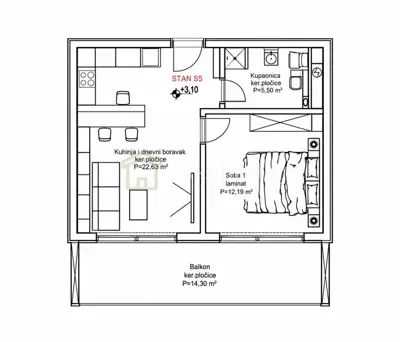 Stan 65 m², Gornja Drenova, balkon s pogledom na more - 10