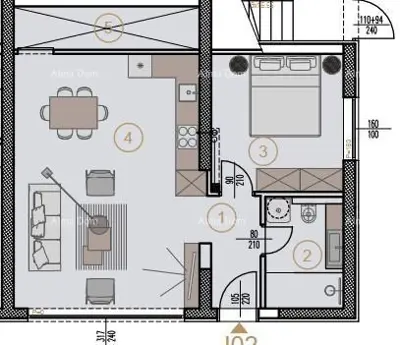 Prodaja stanova u novom poslovno - stambenom projektu, Poreč, J02-zgrada J - 21