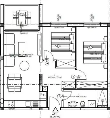 Stan, Pula Veli vrh, 2 spavaće sobe i loggia