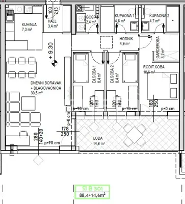 Stan 88 m², Čakovec Globetka, lođa i A+ - 7
