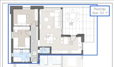 Apartment 85.50 m², Labin center - 2 rooms, terrace - 2