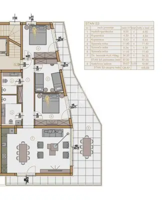 Wohnung 106 m², Pješčana Uvala - 3 Zimmer, Terrasse 39 m² - 2