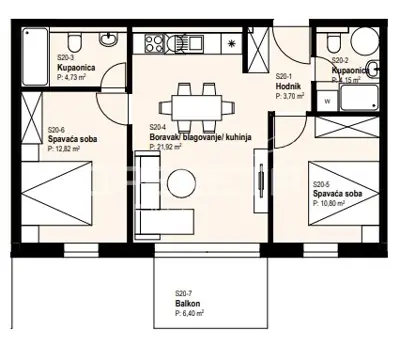 Apartment 64 m², Žitnjak - new construction, 3 rooms and balcony - 13