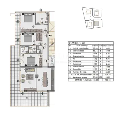 Wohnung 175,8 m², Cocaletto - Dachterrasse und 3 Badezimmer - 11