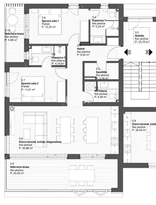 Apartment 98.6 m², Tribunj - sea view and two terraces - 6
