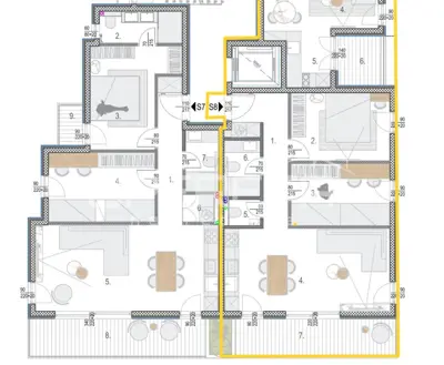 Wohnung 64 m², Okrug Gornji auf Čiovo, teilweiser Meerblick