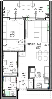 Apartment 48 m², Čakovec - Globetka, loggia 10.5 m² - 6