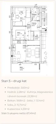 Apartment 67 m², Viškovo - 2 bedrooms and terrace - 3