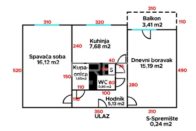 Apartment 49.9 m², Donje Svetice - 2 rooms, balcony - 12