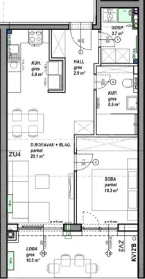 Apartment 48 m², Čakovec Globetka, loggia and choice of finishes - 6