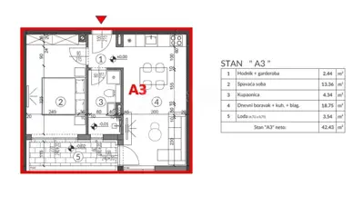 1-Zimmer-Wohnung, Veruda Pula, Erdgeschoss und Loggia - 2
