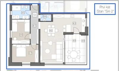 Apartment 84 m², Labin - 2 bedrooms and terrace - 2