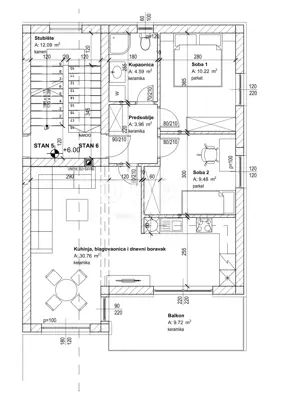 Apartment 68.7 m², Viškovo - Marčelji, 2 rooms + living room and balcony - 2