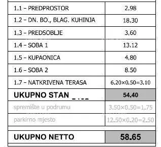 Stan 54 m², Pula Centar - 2 spavaće sobe i terasa - 6