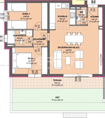 Novogradnja Makarska 96,05 m², dvosobni s vrtom i terasom, blizina centra - 9