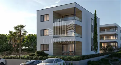 Penthouse 84 m², Mandre - pogled na more i balkon