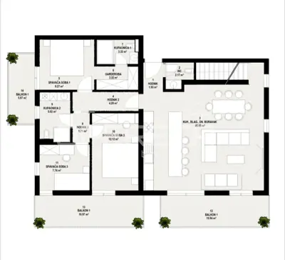 Apartment 128 m², Hvar - three-bedroom with 3 balconies and a 106 m² terrace - 7