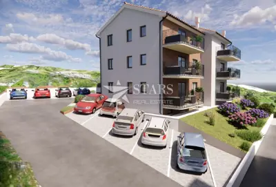 2-Zimmer-Wohnung mit Wohnzimmer, Kosi - Blick auf Kvarner und Balkon