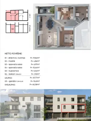 Stan 60 m², Kaštanjer, Pula - novogradnja s garažom - 6