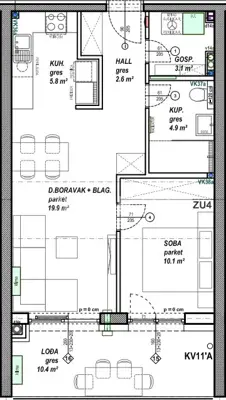 Apartment 46.40 m², Čakovec - Globetka, loggia 10.40 m² - 6