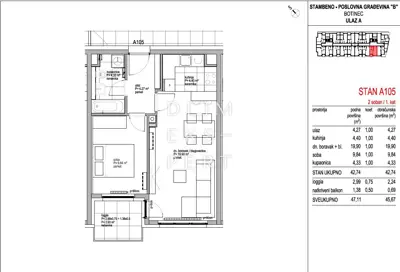 Botinec, Dvosoban stan na prvom katu, 45 m² - 2
