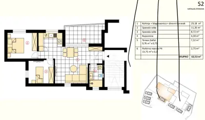 Murter, trosobni stan, 53,46 m², pogled na more - 10