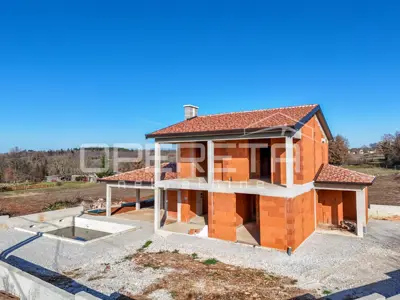 Istra, Višnjan okolica - Freistehendes Haus in der Rohbauphase - 2