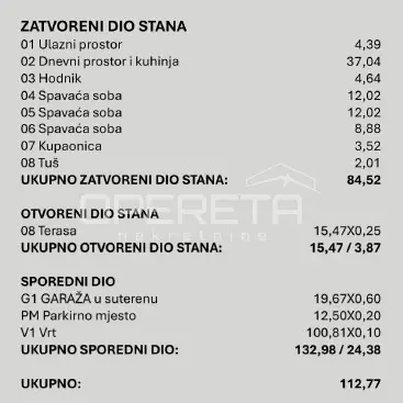Apartment 112.8 m², Vrapče - 4 rooms, garden, garage and parking space - 4