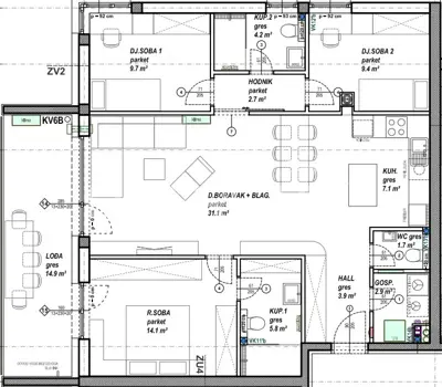 Apartment 93 m², Čakovec - Globetka, loggia 15 m² - 6