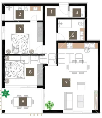 Wohnung 109 m², Rovinj - 2 Schlafzimmer, Loggia - 9